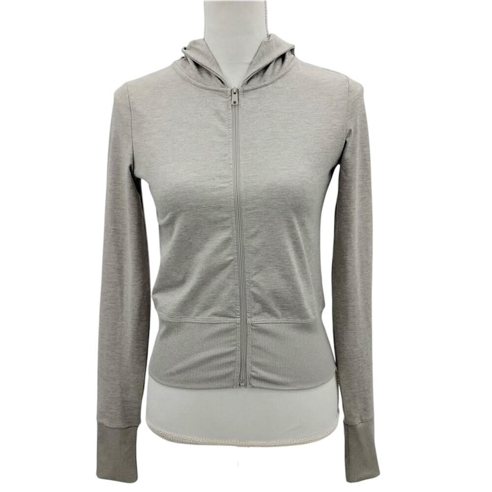 WeWoreWhat Fitted Full Zip Up Hoodie Sweatshirt Heather Gray Pockets Size Small